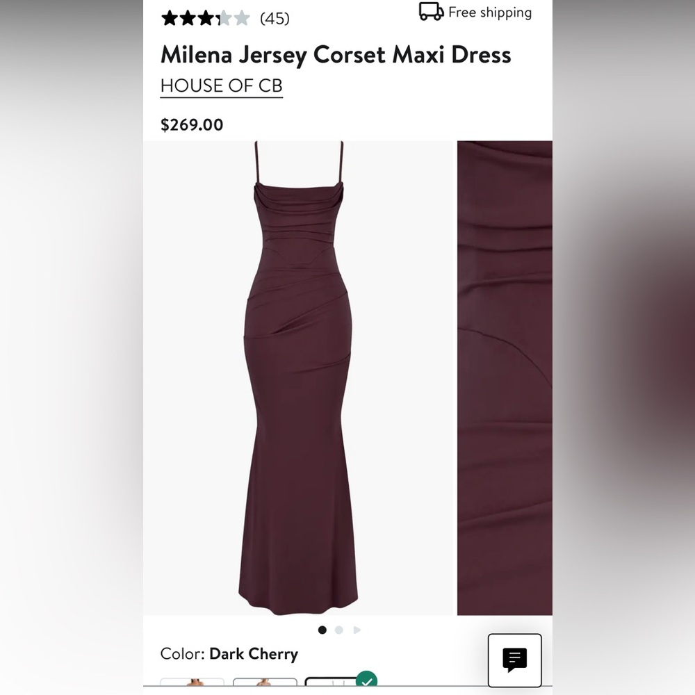 HOUSE OF CB - Milena Corset Dress - size medium - dark cherry
